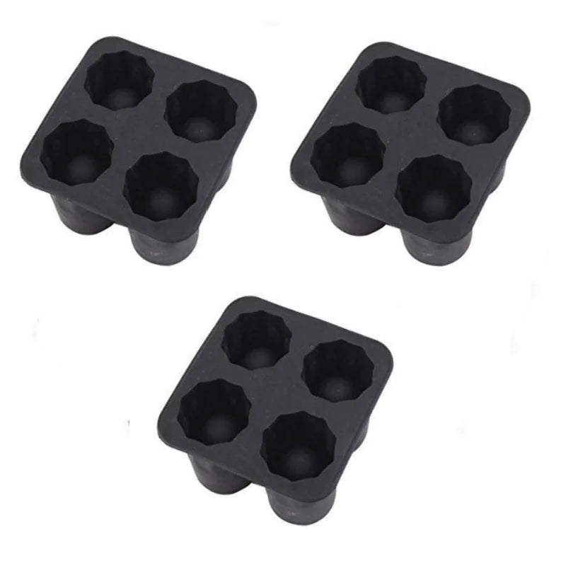Silicone Ice Cube Mold – 4-Hole Round Press Ice Block Maker for Whiskey, Beer & Drinks | Reusable Cup-Shaped Ice Tray Kitchen Tool