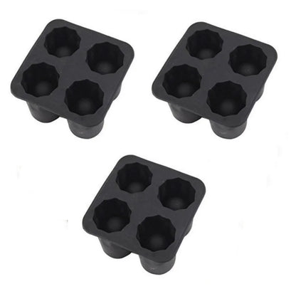 Silicone Ice Cube Mold – 4-Hole Round Press Ice Block Maker for Whiskey, Beer & Drinks | Reusable Cup-Shaped Ice Tray Kitchen Tool