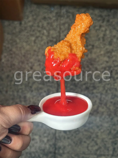 Fake Food Dipping Bowls - Simulated Fruit & Chicken Sauce Models for Photography, Food Display & Advertising Props
