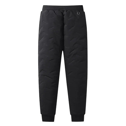 Men’s Winter Down Cotton Pants — Waterproof Thickened Wool Jogger with Zipper Pockets, Warm Outdoor Ski Pants, 7XL