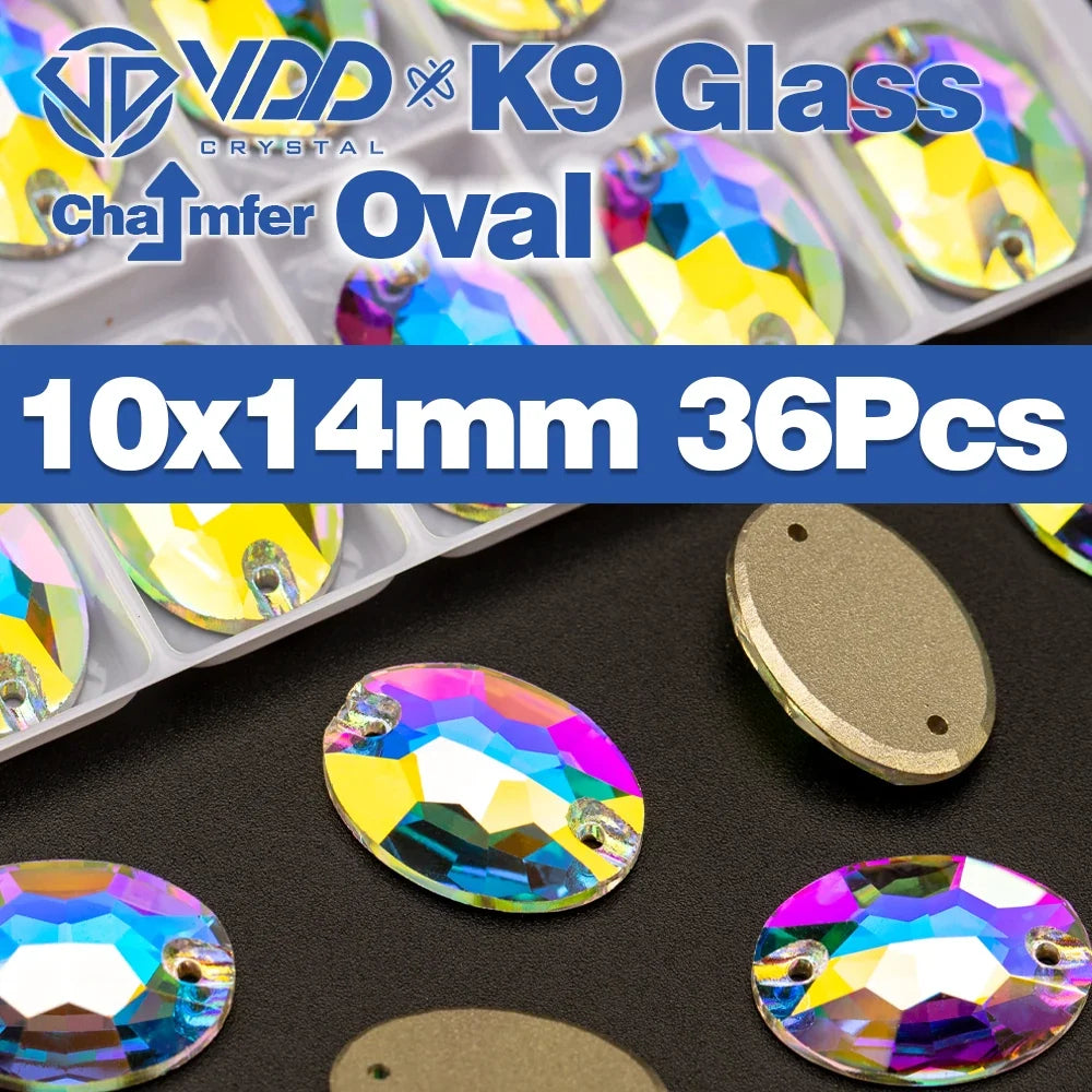 AAAAA K9 Glass Sew-On Rhinestones - AB Crystal Flatback Stones for Wedding Dress & Clothing Accessories