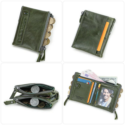 CONTACT'S Genuine Leather Short Wallet for Women — Luxury Designer Card & Coin Holder, Mini Money Clip Wallet with Free Shipping
