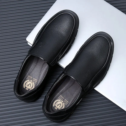 Genuine Leather Handmade Men's Shoes – Casual Loafers, Breathable Slip-On Walking Sneakers for Outdoor Wear