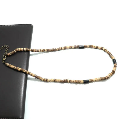 Natural Coconut Husk Necklace for Men – Handmade 18-Inch Short Choker, Gift for Him