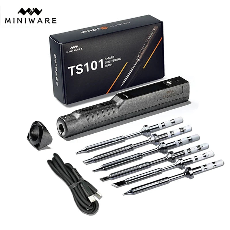 TS101 65W Mini Soldering Iron - Portable Adjustable Temperature LCD with Tip Set Upgrade