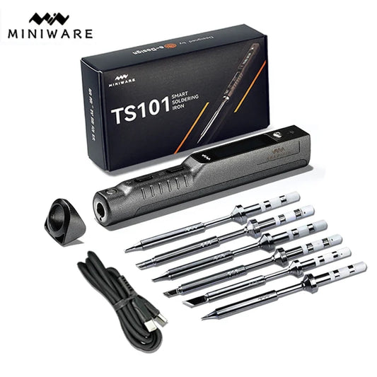 TS101 65W Mini Soldering Iron - Portable Adjustable Temperature LCD with Tip Set Upgrade
