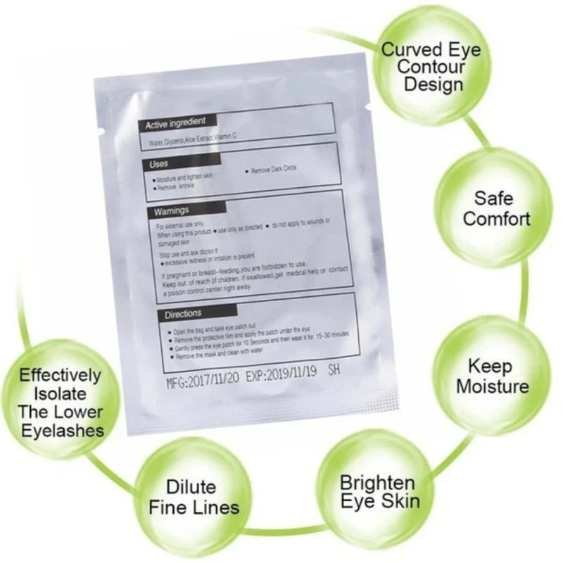 100 Pairs Eyelash Extension Eye Patches — Under-Eyelash Stickers for Lash Extensions and Eyelid Building Supplies