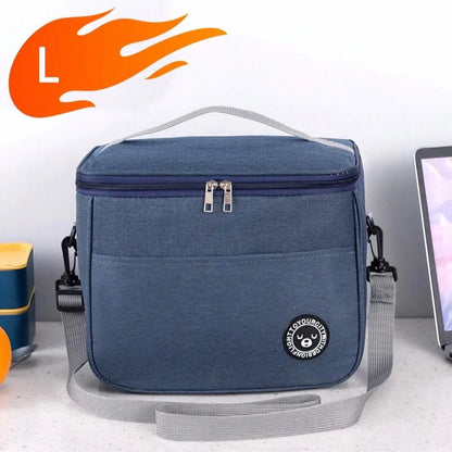 Insulated Handheld Lunch Bag with Shoulder Strap – Thickened Waterproof Student Lunch Box Tote