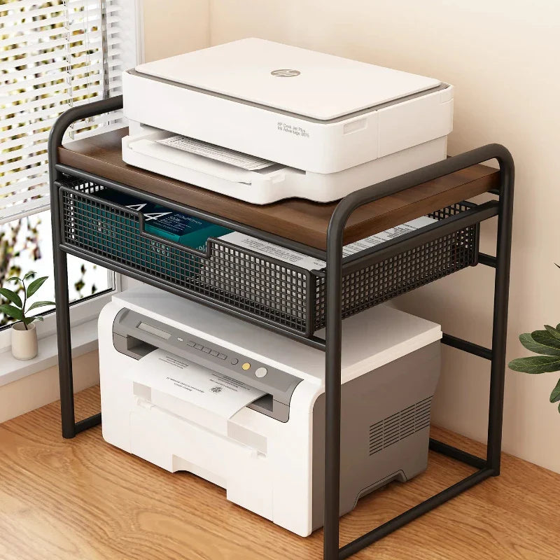 Office Printer Stand & Desktop Organizer – Foldable Multifunctional Shelf for Copier, Files & Space-Saving Storage