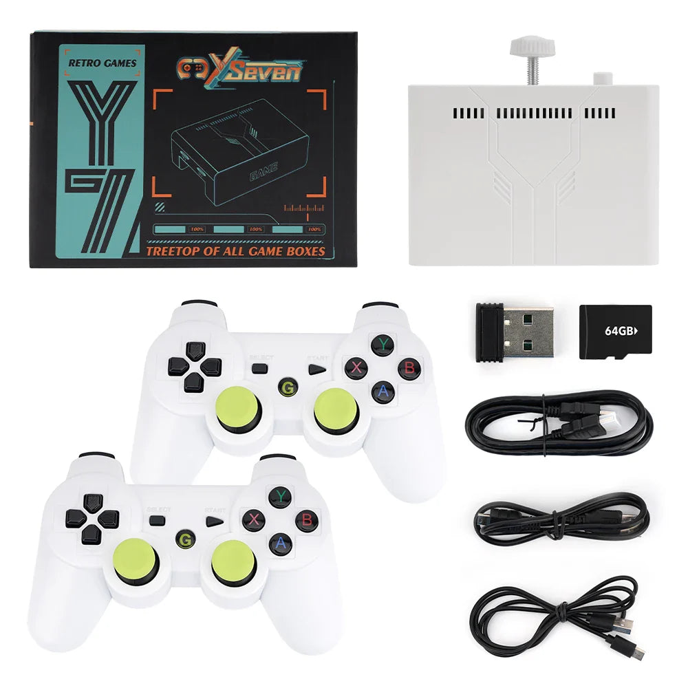 Ampown Y7 256GB Video Game Console with Linux OS, 12,000 Built-in Games, Wireless Rechargeable Controller, Low Latency Gaming Player Gift