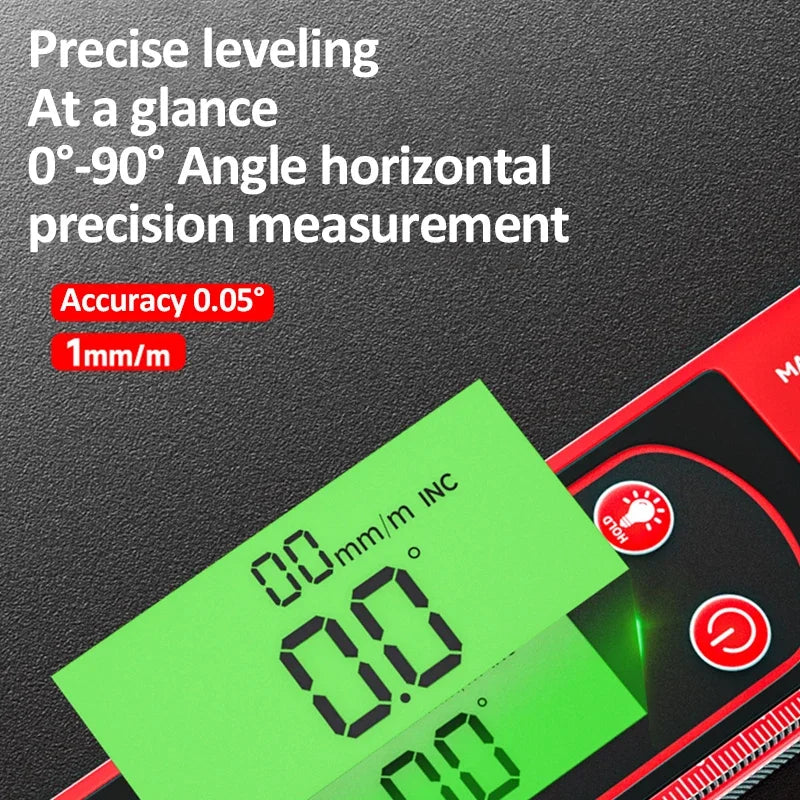 30/40/50cm Digital Display Magnetic Angle Level — Aluminum Alloy Protractor Inclinometer Ruler 90° Measurement Tool