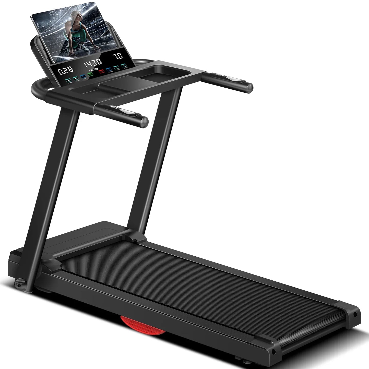 3.0HP Brushless Foldable Treadmill – 300LB Capacity, HR Monitor, Dual Shock Absorption, Quiet Design with Cup/Phone Holder