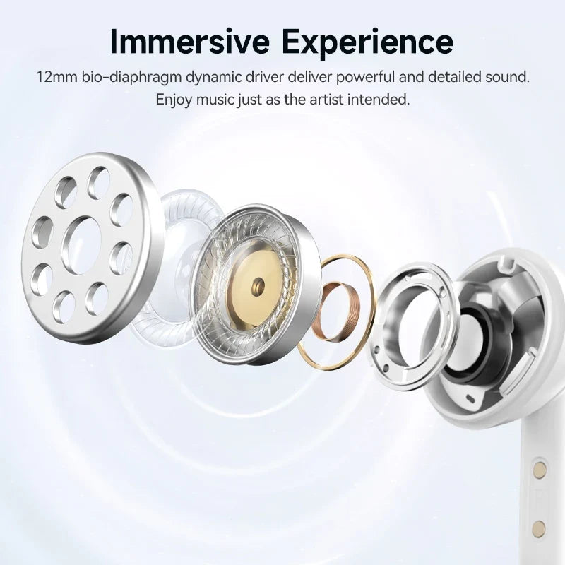 QCY Melobuds N50 ANC Wireless Earbuds - Bluetooth 5.4 Noise Cancelling Earphones with 6-Mic Clear Calls & Multipoint Connection