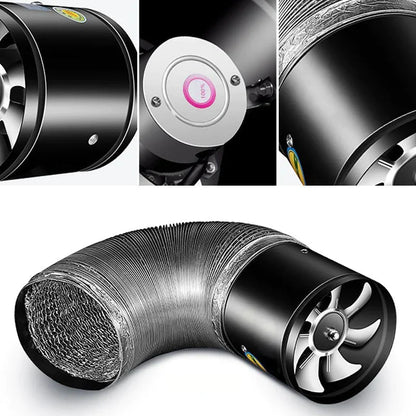 Powerful Silent Exhaust Fan – One-Way Booster, Quiet Inline Duct Blower with Pure Copper Motor, Low Noise HVAC Vent