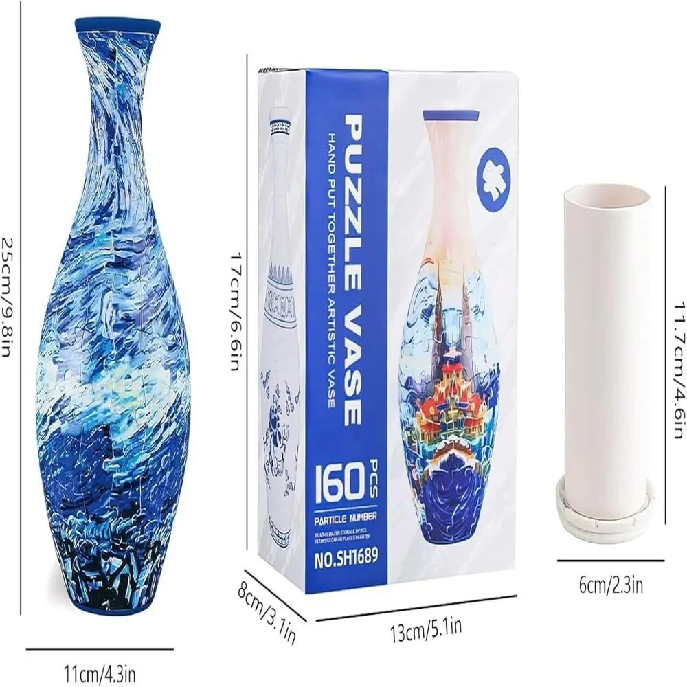 160-Piece 3D Curved Plastic Puzzle — Flower Vase DIY Art Puzzle for Home Decor, Flower Arrangements & Housewarming Gifts