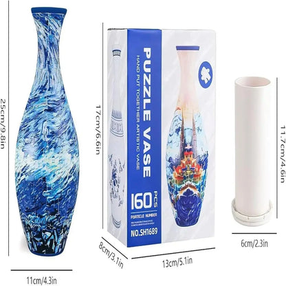 160-Piece 3D Curved Plastic Puzzle — Flower Vase DIY Art Puzzle for Home Decor, Flower Arrangements & Housewarming Gifts