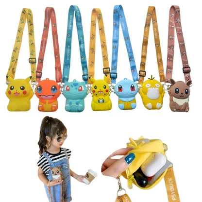 Cute Pikachu Silicone Purse – Pokémon Anime Shoulder Bag for Kids, Small Storage Princess Messenger Gift