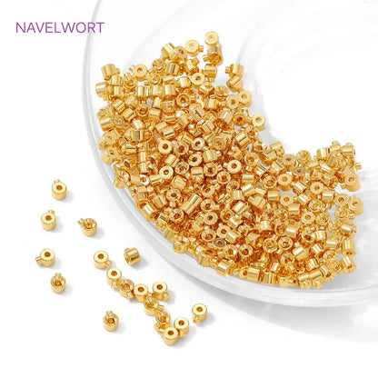 18K Gold Plated Round Crimp Beads — Brass Jewelry Making Supplies for DIY Bracelets & Accessories