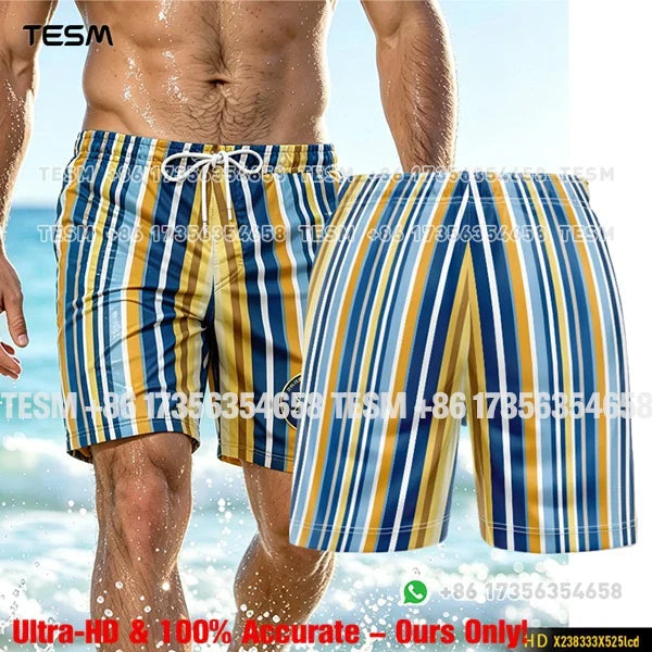 Men’s Lion Print Beach Shorts - Casual Summer Vacation & Sports Running Shorts