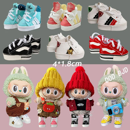 Labubu Doll Sneakers (4x1.8cm) - Shoes for 17cm Macaron Plush, 15cm EXO Cotton, & 1/6 BJD Dolls Accessories