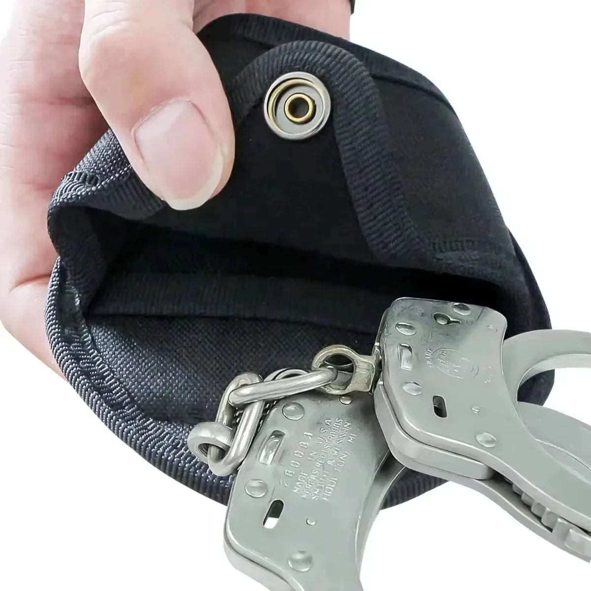 DIZETION Tactical Handcuff Case - Officer Waist Pocket for 2-inch Duty Belt, Open Top Quick Pull Design