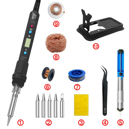 Digital 80W Soldering Iron Kit – Adjustable Temperature with LCD, Ceramic Heater & Soldering Tips