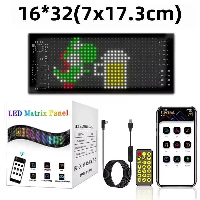 LED Scrolling Advertising Sign - Flexible Bluetooth Display with App-Controlled Text, Patterns & Animations