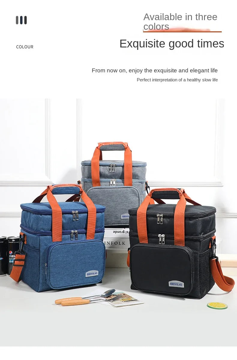 Double Layer Lunch Bag – Large Capacity Thermal Insulated Leakproof Cooler Tote for Work, School & Picnic