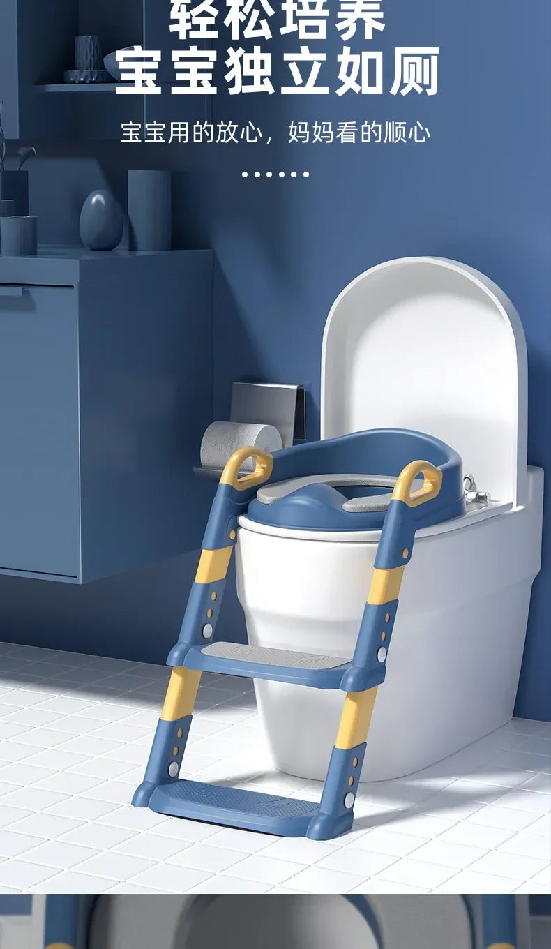 Children's Toilet Seat & Step Stool – Folding Toilet Ring with Stairway for Boys & Girls