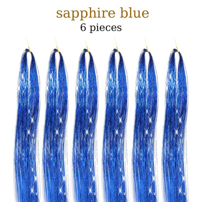 48-Inch Hair Tinsel Kit – 1200 Strands, 12 Colors Sparkling Fairy Hair Extensions with Tool