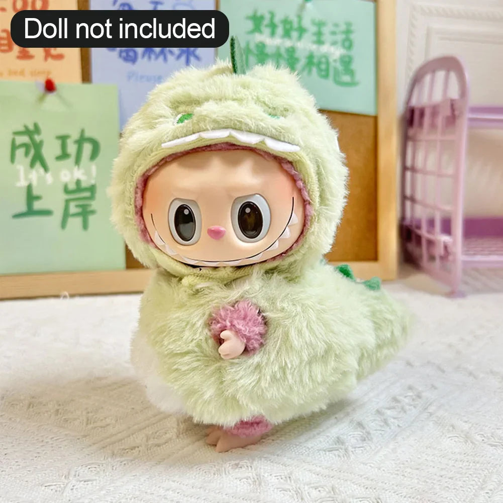17cm Labubu Doll Clothes — DIY Accessories Heartbeat Long-Eared Furry Rabbit Costume | Cartoon Dress-Up Outfit