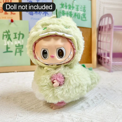17cm Labubu Doll Clothes — DIY Accessories Heartbeat Long-Eared Furry Rabbit Costume | Cartoon Dress-Up Outfit