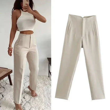 Women High Waist Office Pants - Fashion Formal Pencil Trousers for Workwear Business & Casual Outfits