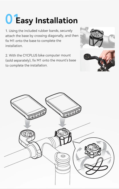 CYCPLUS M1 GPS Bicycle Computer - Bluetooth 5.0 & ANT+ Cycling Speedometer | Speed Meter Compatible with Garmin Zwift | Bike Accessories