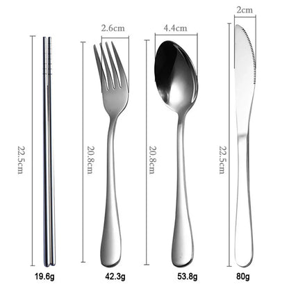 8PCS Portable Tableware Set — Travel Picnic Cutlery with Chopsticks, Fork, Spoon & Knife in Carry Case