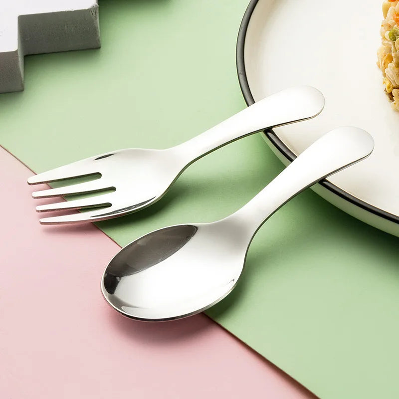 Portable 304 Stainless Steel Tableware – Children's Spoon and Fork Set, Outdoor Tourism and Dessert Utensils
