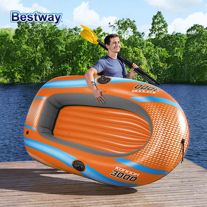 Bestway 61136/61140/61142/61146 Heavy-Duty Inflatable Kayak – 1-3 Person PVC Rafting Boat for Adventure & Thrilling Rides