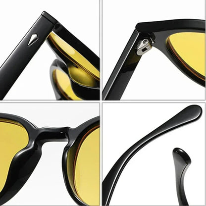 JNPCXI Retro Round Sunglasses – Punk Leopard Rivet Fashion Shades UV400 for Men & Women