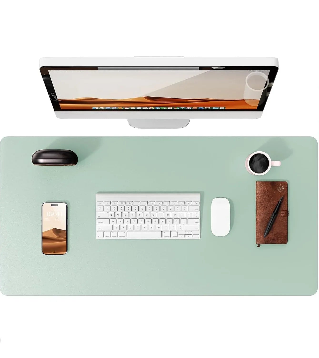 Large Leather Mouse Pad Desk Mat - Non-Slip PU Leather Office Desk Protector for Laptop & Workspace Setup