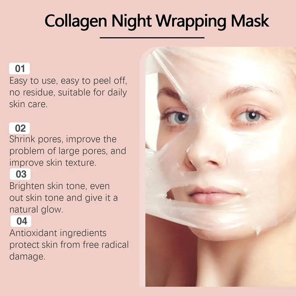 Hydrolyzed Collagen Overnight Facial Mask - Peel-Off Hydrating & Firming Mask, Reduces Sagging & Dullness, Boosts Elasticity