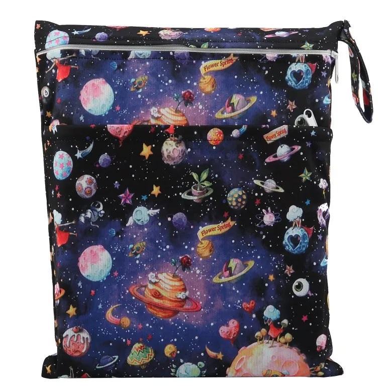 Sigzagor Wet & Dry Baby Diaper Bag – Waterproof Reusable Washable Nappy Bag with Double Zippers