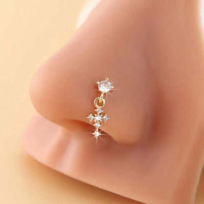Dangle Cross Nose Rings for Women - L-Shape Nose Studs Body Piercing Jewelry