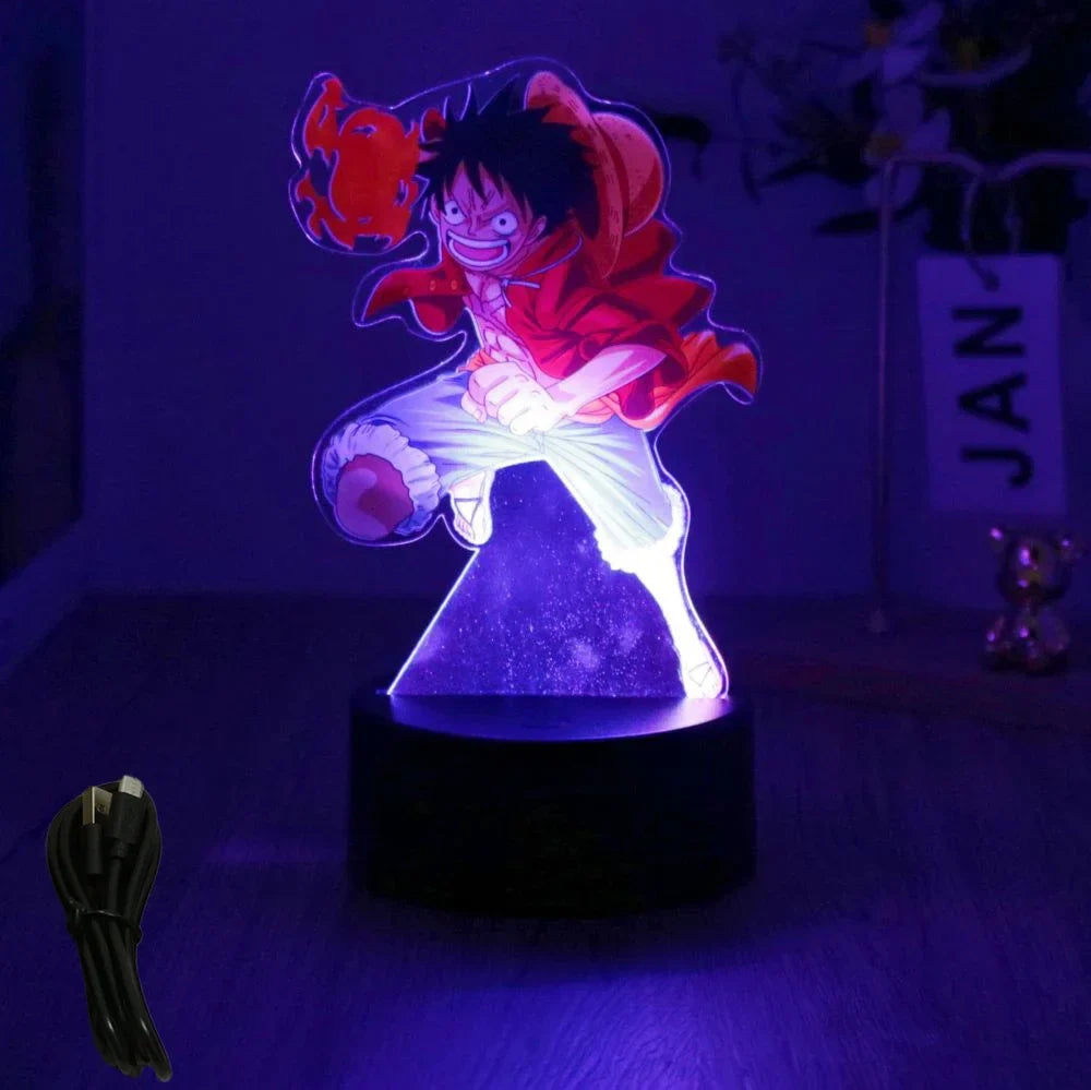 One Piece Luffy & Zoro Action Figures — 3D PVC Anime Lamp, LED Night Light Collectible Toy, Christmas Gift for Kids