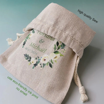 50PCS Natural Linen Gift Bags — 5×7, 7×9, 9×12cm Jute Candy & Jewelry Pouches