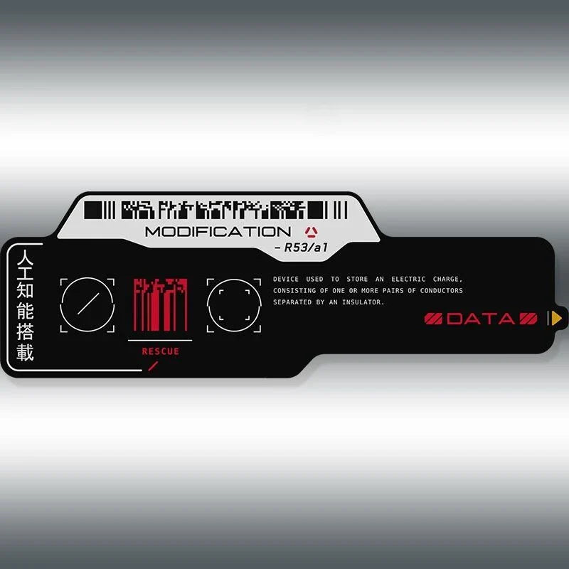 Cyberpunk Mechanical Reflective Vinyl Moto Sticker – QR Code English Off-Road Car, Luggage & Glass Decal Decoration Sticker