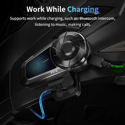 Fodsports FX-S Bluetooth Motorcycle Intercom — Wireless Helmet Headset with 1000M Range, BT5.4