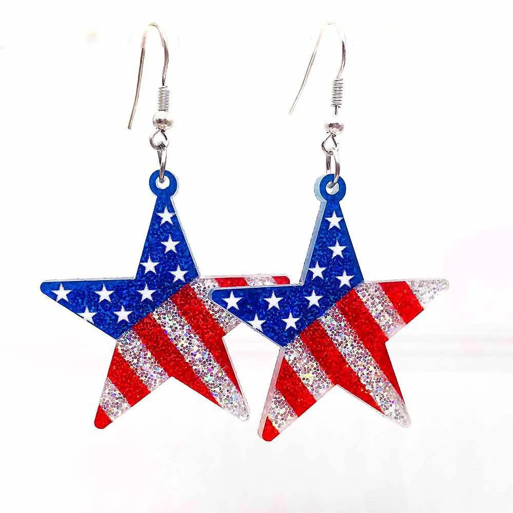 Patriotic Sunflower Acrylic Earrings - 4th of July American Flag Jewelry Gifts for Women Independence Day Parties