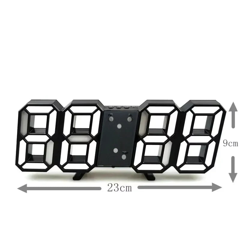 3D LED Digital Wall Clock – Luminous Multifunctional USB Plug-In Electronic Clock for Home Decoration
