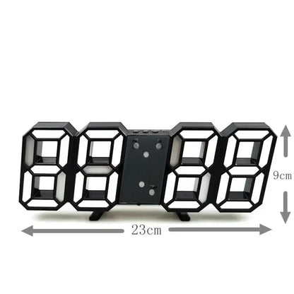3D LED Digital Wall Clock – Luminous Multifunctional USB Plug-In Electronic Clock for Home Decoration
