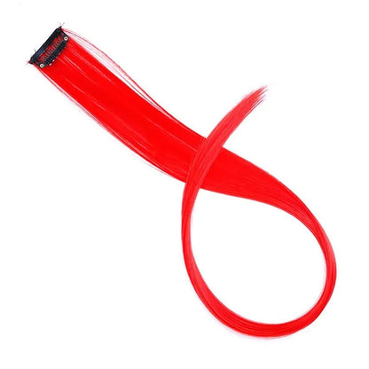 WIGSIN Synthetic Long Straight Rainbow Hair Extension – Colorful Purple Red Blue Hairpiece for Women